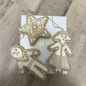Dior Gold and Cream Holiday Ornament Trio